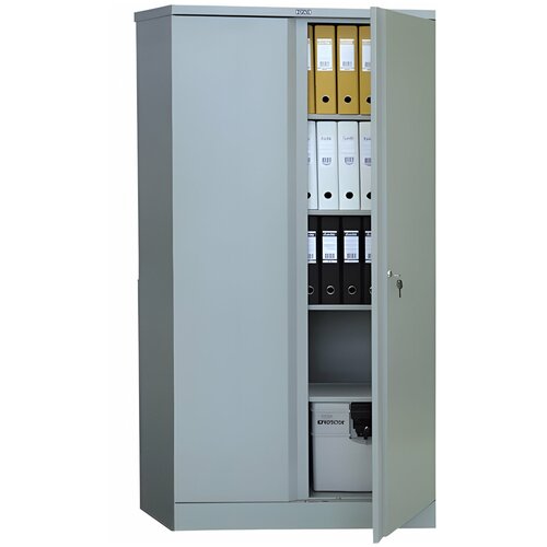 Шкаф офисный металлический для документов практик АМ 1891, 2 двери, 4 полки, с ключевым замком, ВхШхГ: 1830х915х458 мм
