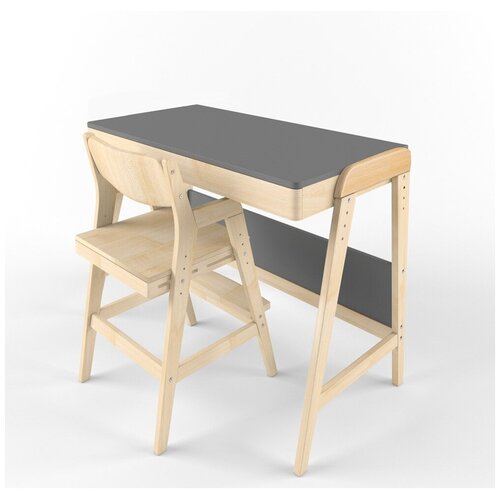 Детский растущий стол и стул "Вуди" (набор №8 Комбо Серый/ЛАК)