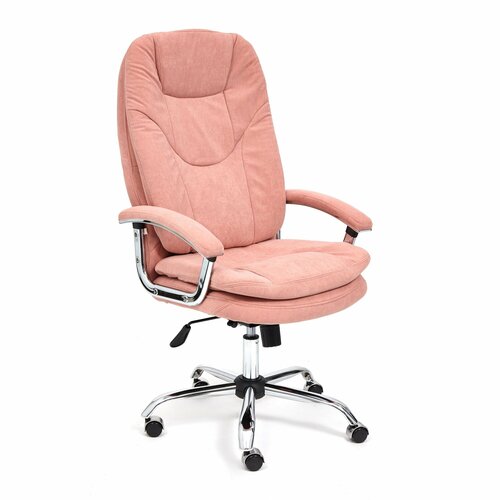 Компьютерное кресло TetChair Softy Lux для руководителя флок розовый 137 1 шт. металл металл металл искусственная кожа серебристый