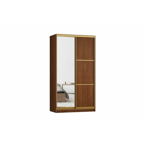 Шкаф купе для одежды Ронни 2, МФ-Купе, с зеркалом, 80х45х220, платяной, цвет орех экко, профиль золотой