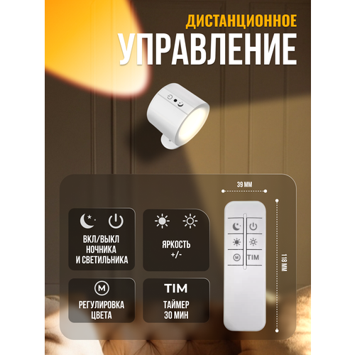Светильник настенный магнитный с аккумулятором, светодиодное бра IG&NAT
