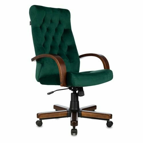 Кресло руководителя Бюрократ T-9928WALNUT, на колесиках, ткань, зеленый [t-9928walnut/fabr/gn]