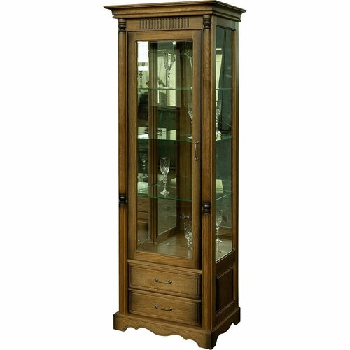 Шкаф-витрина Бланш 01 из массива сосны рианна 70*50*220, цвет - классический орех-2