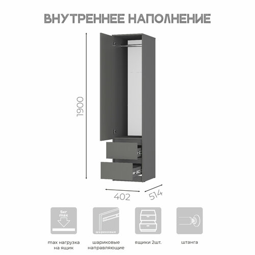 Пенал с ящиками Симпл ПН-17 (Графит)
