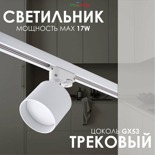 Трековый светильник TruEnergy 8,3х15 см, потолочный, 1 плафон, 1 лампочка, цоколь GX53