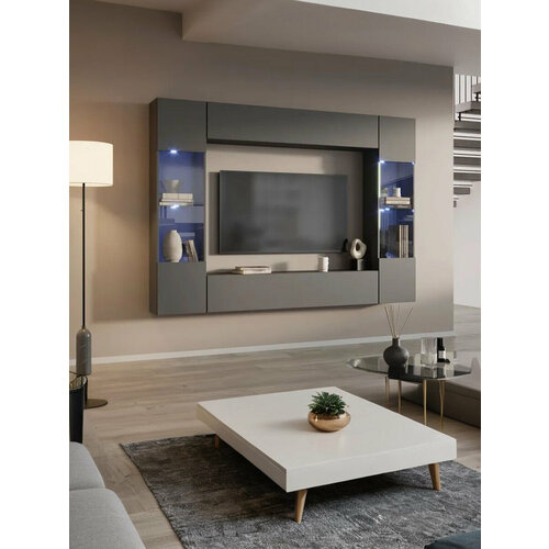 Гостиная Point-К10SG , мебель в гостиную НК-Мебель, Серый Графит, 240х170х29 см.(ШхВхГ)