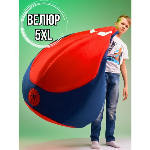 Кресло-мешок игрушка Человек паук супергерой 5XL из мебельного натурального велюра, кресло груша Spider man XXXXXL