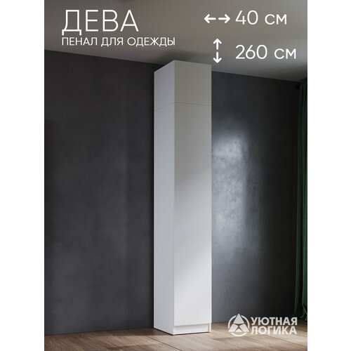 Пенал для одежды распашной с антресолью уютная логика 40*260*50 см, Белый