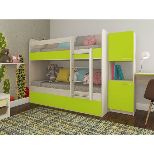 Кровать двухъярусная Есэндвич kids Лаворо 160х70 см, правая (Сосна астрид/Лайм)