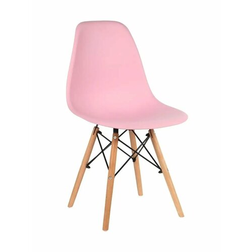 Стул для кухни со спинкой СтулБержи EAMES DSW, деревянные ножки, розовый, пластиковый