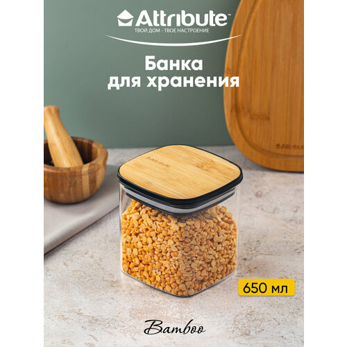 Банка для хранения сыпучих продуктов квадратная BAMBOO 650мл