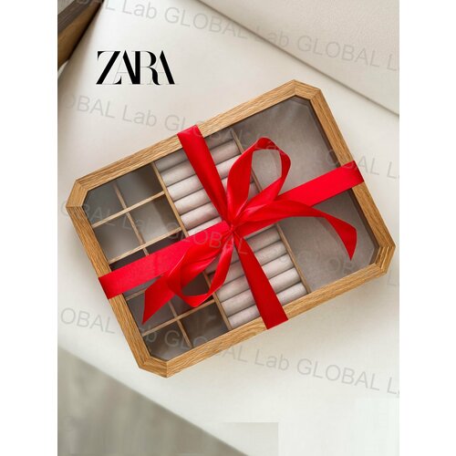 Шкатулка ZARA HOME, для украшений, дерево, бук, мешковина 23x30x6 см