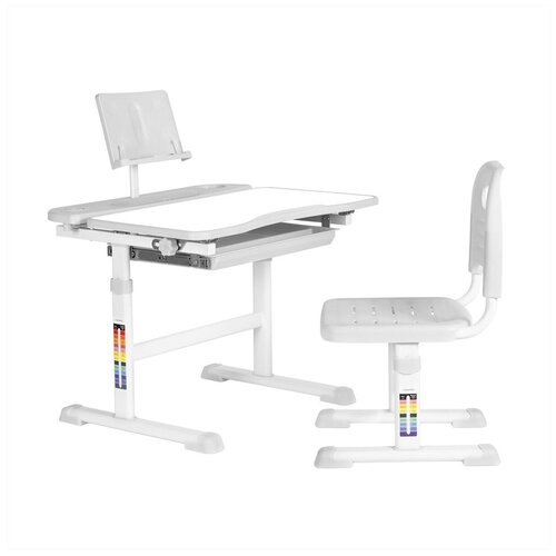 Комплект парта + стул Anatomica Комплект Avgusta парта + стул + выдвижной ящик + подставка, белый/серый