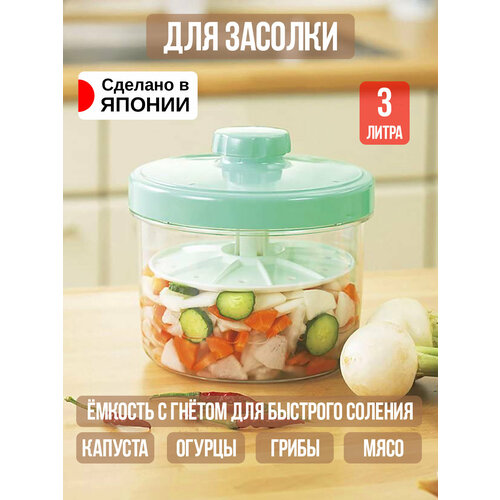 Контейнер для еды и засолки овощей с прессом пластиковый 3 л 19х19х18,5 см Tonbo
