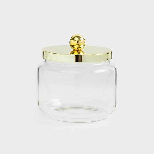Емкость для хранения, 9х9 см, 300 мл, стекло/металл, золотистая, Classic gold