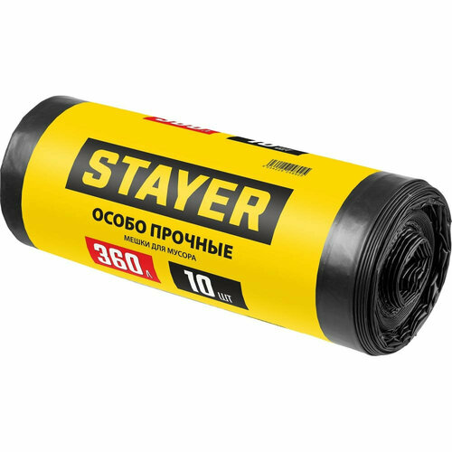 STAYER Heavy Duty Строительные особопрочные мусорные мешки 300 л, 10 шт 39157-300