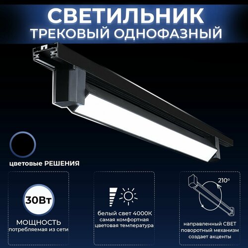 Светильник трековый черный Datts 2301, однофазный, 30W
