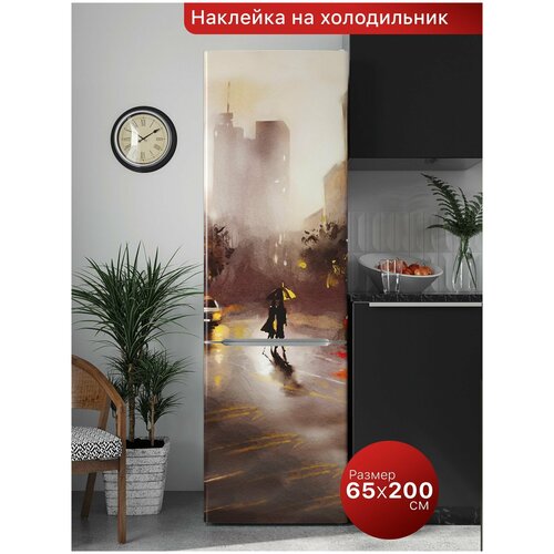 Интерьерная наклейка на холодильник. Самоклеящаяся пленка для мебели. 65х200 см.