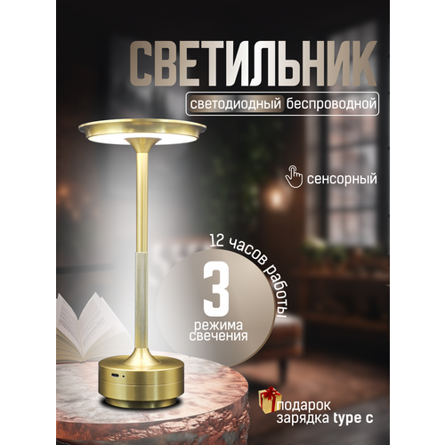 Лампа настольная светодиодная, сенсорная, беспроводная, светильник декоративный, прикроватный с аккумулятором торшер