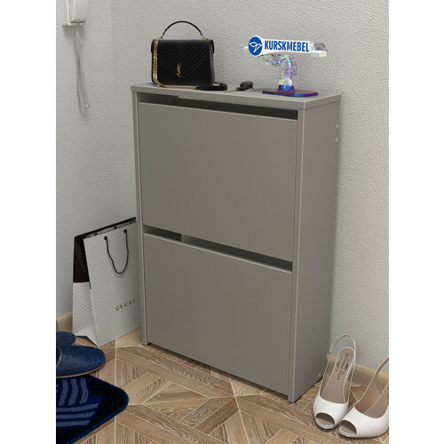 Обувница Курскмебель №26, ЛДСП, серая, откидная, 51,4x17,1x74,8 см