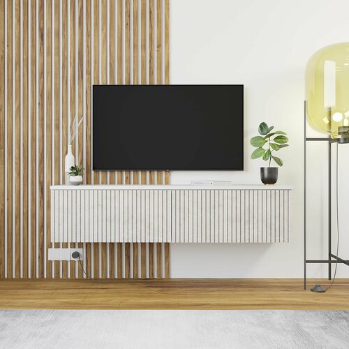 Тумба под телевизор подвесная Фриз 137х31х29 см, Белый/Верона