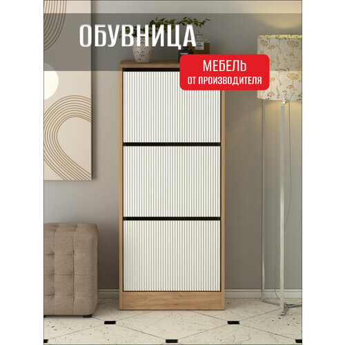 Обувница большая закрытая узкая для прихожей Лайт