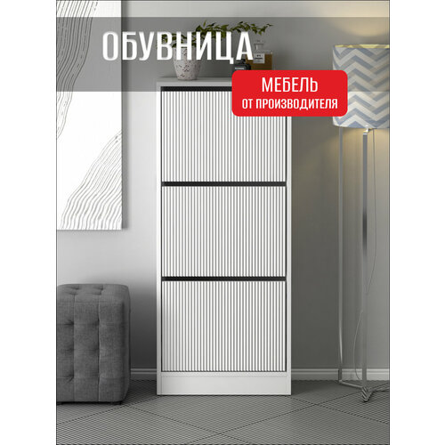 Обувница большая закрытая узкая для прихожей Лайт