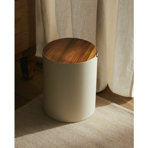 Металлический Контейнер С Деревянной Крышкой Крем 20 x 25 x 20 cm ZARA HOME 7539/743-1