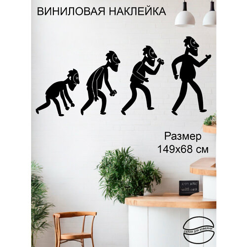 Наклейка 'Эволюция после кофе' (Человек пьет напиток, возвышение)