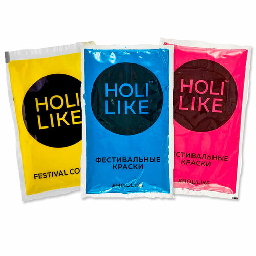 Краска Холи (HOLI) 3 пак, розовая, синяя, желтая