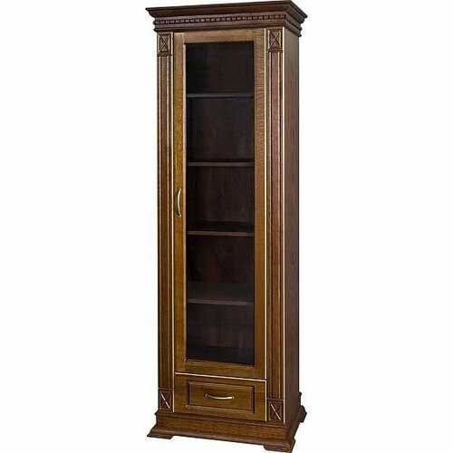Шкаф Верди книжный №1 из Массива сосны, 1 ящ, 60х40х200 см, классический орех 2