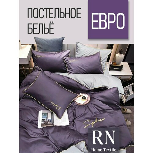 Постельное белье евростандарт двуспальное/евро Сатин Mency Жатка/ пододеяльник 200x220/простыня 220x240/ Наволочки 50x70-2шт 70x70-2шт