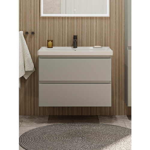 Тумба подвесная SanStar Riana 80 с раковиной Фест 80 (комплект) для ванной комнаты, грей