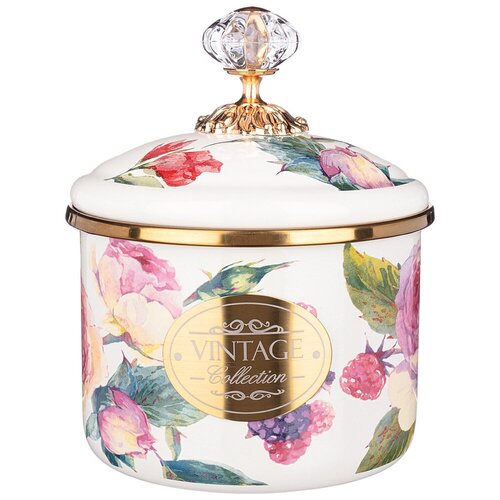 Agness Банка для сыпучих продуктов Винтаж Пионы, 1 л, 1000 мл, 9x12 см, 12x12x12 см