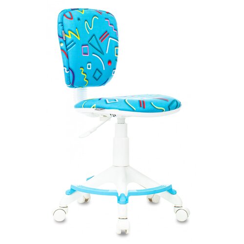 Кресло детское Бюрократ CH-W204/F голубой Sticks 06 крестов. пластик подст. для ног пластик белый