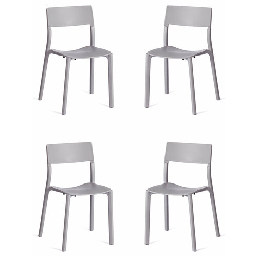 Комплект стульев TetChair LENTO (mod. 43) IKEA, 4 шт, для кухни пластиковые на балкон уличные, серый