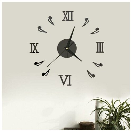 Часы-наклейка "Ноты", d-45 см