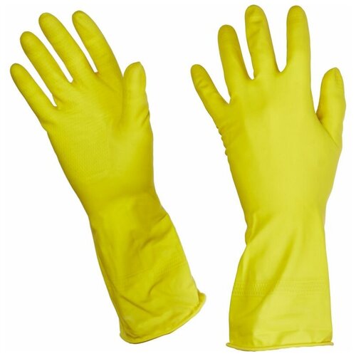 Перчатки Luscan латексные, 1 пара, размер M, цвет желтый