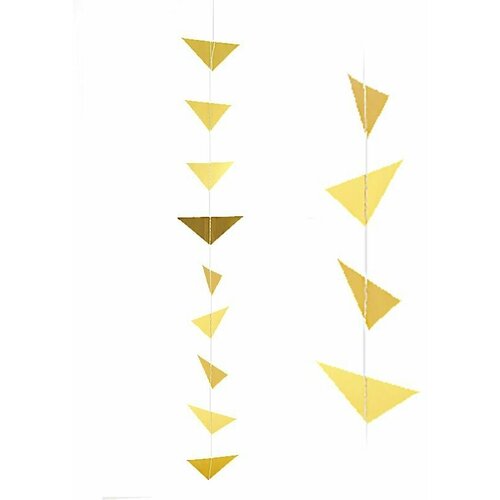 Гирлянда бумажная растяжная, Треугольники Золото 2 м