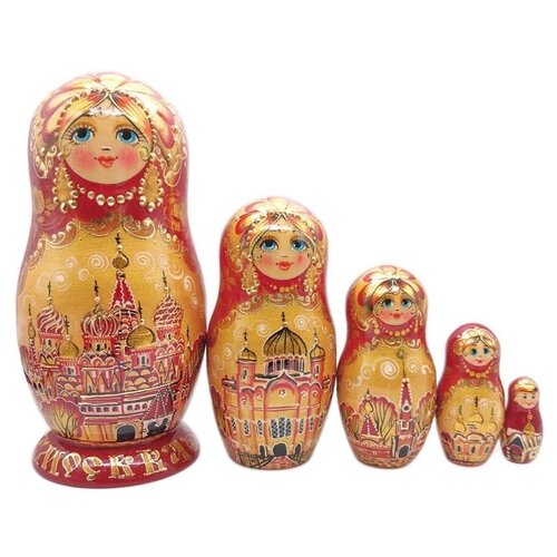 Матрешка пяти кукольная "Москва". Авторская ручная роспись