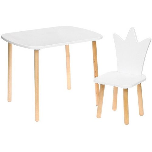 Комплект детской мебели Стол и стул "Корона", белый / мебель в детскую