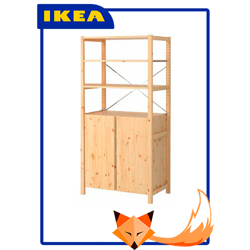 Стеллаж деревянный напольный со шкафом IKEA Ivar 89х50х179 см, сосна