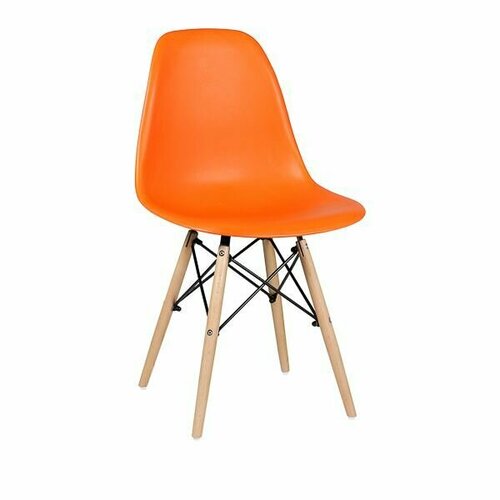 Стул обеденный ecoline дизайнерский EAMES DSW WX-503 цвет сиденья оранжевый, ножки светлый бук