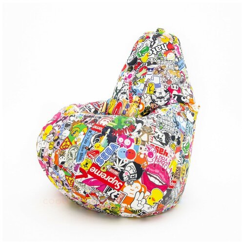 Кресло мешок груша XXXL бескаркасный детский мягкий Coolbag Стикер ДЕ велюр