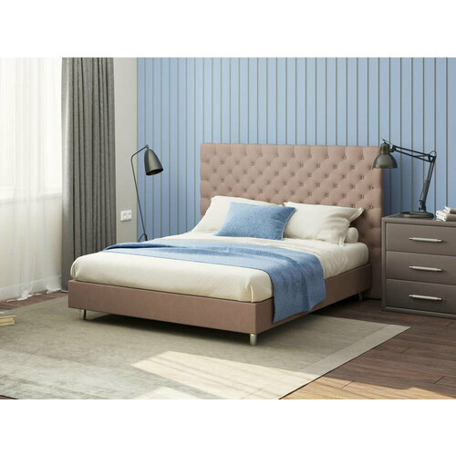 PROxSON Кровать Paris Boxspring Standart (Ткань: Рогожка Тетра Ореховый) 160x200