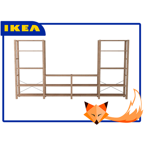 Стеллаж деревянный напольный IKEA Ivar 344х50х179 см, 16 полок, сосна