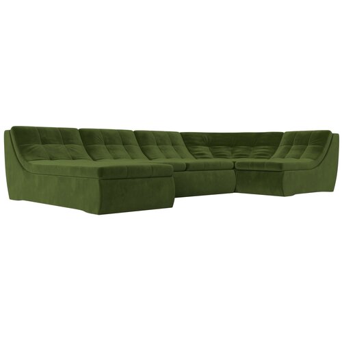 П-образный модульный диван Москва 471 Микровельвет Зеленый ширина 305см