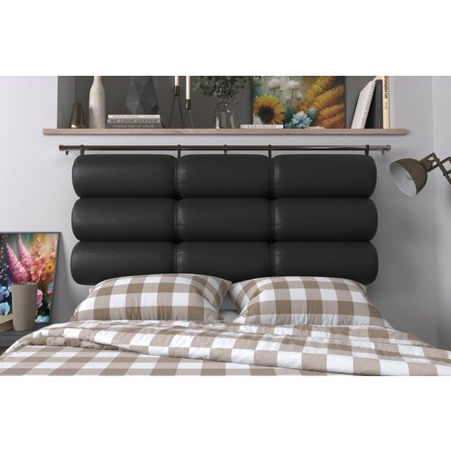 Набивное изголовье-подушка для кровати Mr. Mattress Soft XL 140x25 Black без крепления