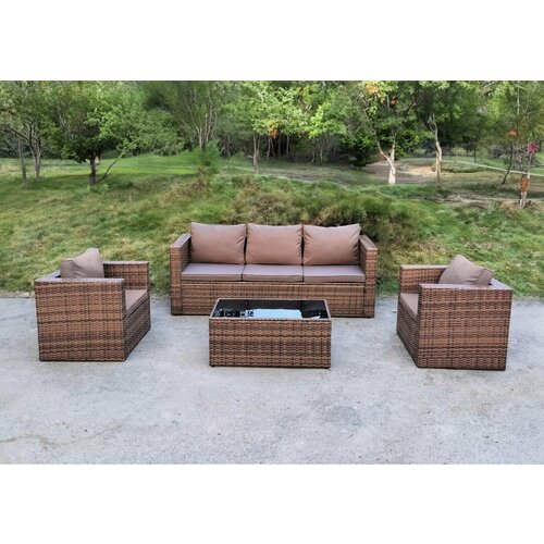 Садовый комплект плетеной мебели из искусственного ротанга Afina Garden AFM-302 Brown