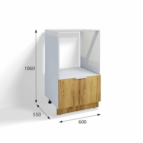 Кухонный модуль напольный 60 см для духового шкафа + ящик, дуб Craft золотой